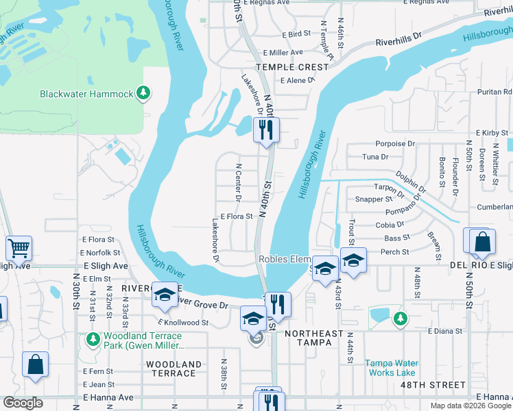 map of restaurants, bars, coffee shops, grocery stores, and more near in Tampa