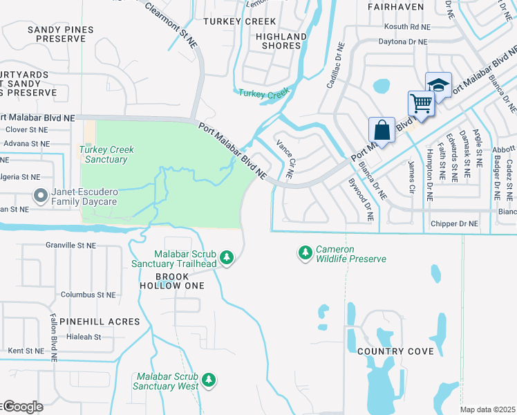 map of restaurants, bars, coffee shops, grocery stores, and more near 815 Briar Creek Boulevard in Palm Bay