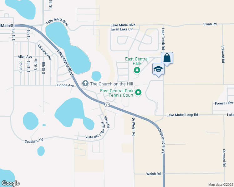 map of restaurants, bars, coffee shops, grocery stores, and more near 615 Chicago Way in Dundee