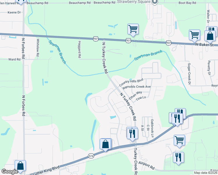 map of restaurants, bars, coffee shops, grocery stores, and more near 4612 North Country Hills Court in Plant City