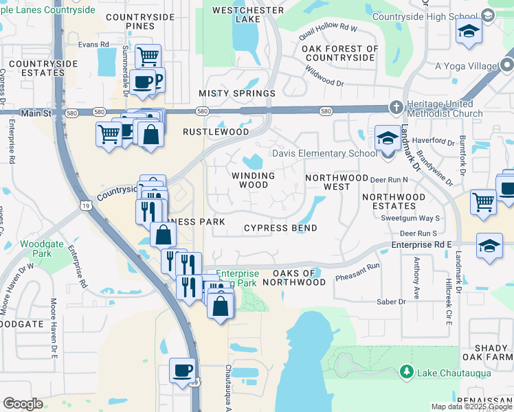 map of restaurants, bars, coffee shops, grocery stores, and more near 2709 Sand Hollow Court in Clearwater