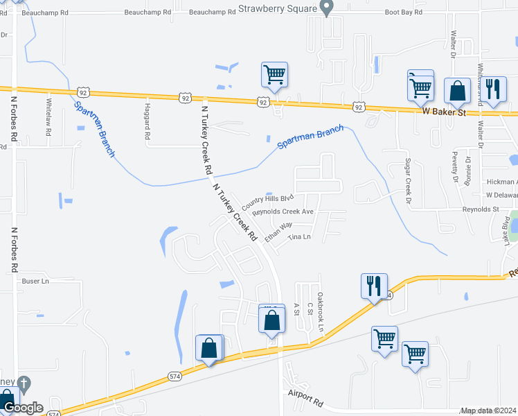 map of restaurants, bars, coffee shops, grocery stores, and more near 4522 Reynolds Creek Avenue in Plant City