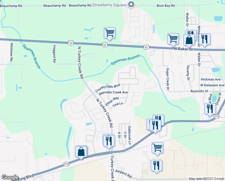 map of restaurants, bars, coffee shops, grocery stores, and more near 4510 Reynolds Creek Avenue in Plant City