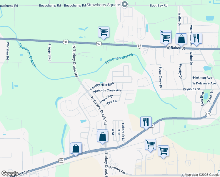 map of restaurants, bars, coffee shops, grocery stores, and more near 4505 Reynolds Creek Avenue in Plant City