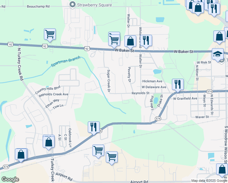 map of restaurants, bars, coffee shops, grocery stores, and more near 3702 Reynolds Street in Plant City