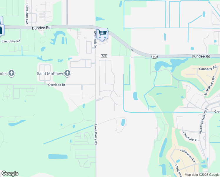 map of restaurants, bars, coffee shops, grocery stores, and more near 2668 Whispering Trails Drive in Winter Haven