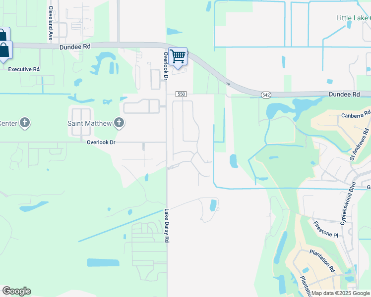 map of restaurants, bars, coffee shops, grocery stores, and more near 3126 Whispering Trails Street in Winter Haven