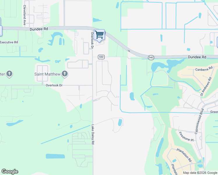 map of restaurants, bars, coffee shops, grocery stores, and more near 2684 Whispering Trails Drive in Winter Haven