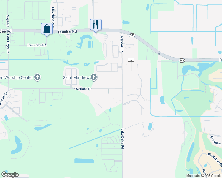 map of restaurants, bars, coffee shops, grocery stores, and more near 1854 Overlook Drive in Cypress Gardens