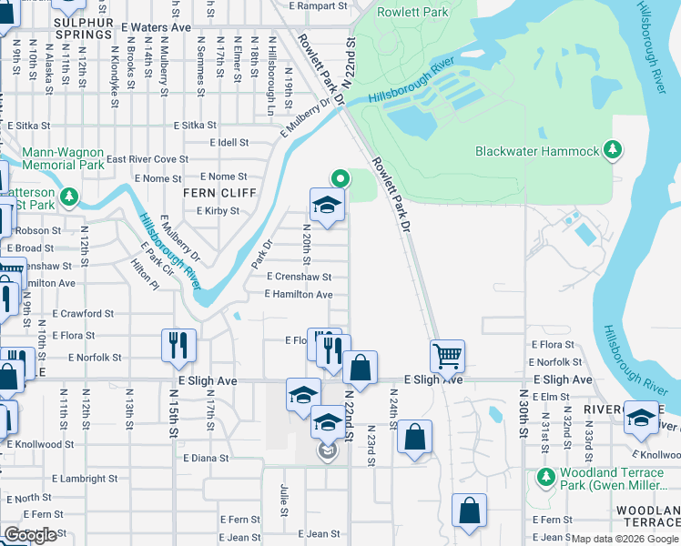 map of restaurants, bars, coffee shops, grocery stores, and more near 2011 East Clinton Street in Tampa