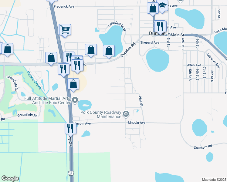 map of restaurants, bars, coffee shops, grocery stores, and more near 217 Betty Avenue in Dundee