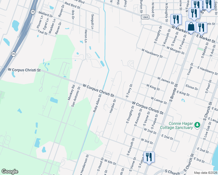 map of restaurants, bars, coffee shops, grocery stores, and more near 815 Sammy Henderson Street in Rockport