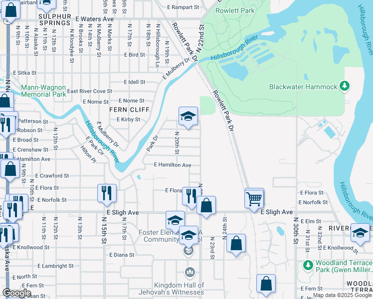 map of restaurants, bars, coffee shops, grocery stores, and more near 2007 East Clinton Street in Tampa