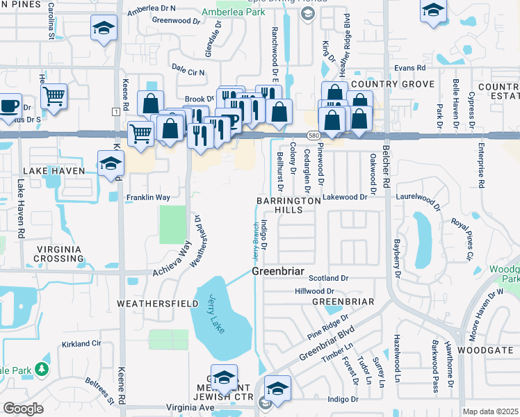 map of restaurants, bars, coffee shops, grocery stores, and more near 2002 Indigo Terrace North in Dunedin