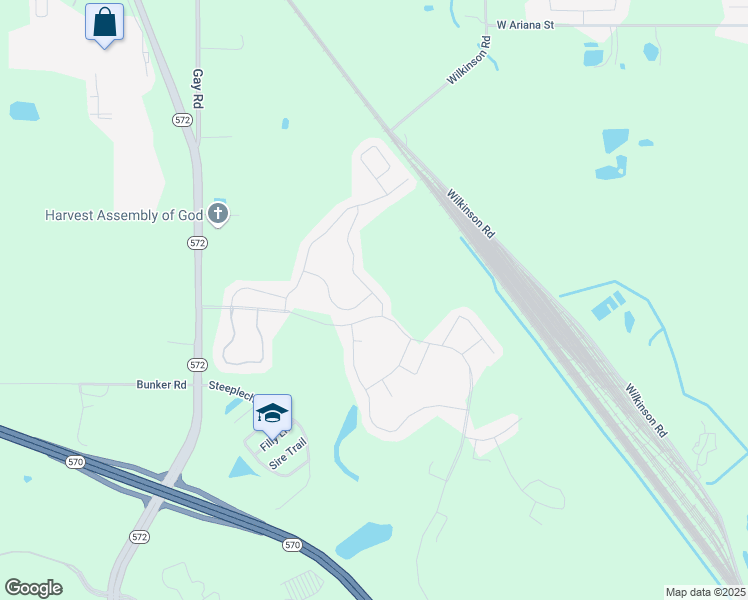 map of restaurants, bars, coffee shops, grocery stores, and more near 3202 Bayou Bay Drive in Lakeland