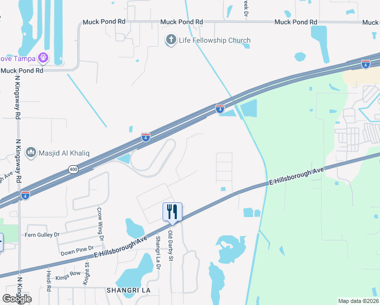 map of restaurants, bars, coffee shops, grocery stores, and more near 1312 Northwood Drive in Seffner