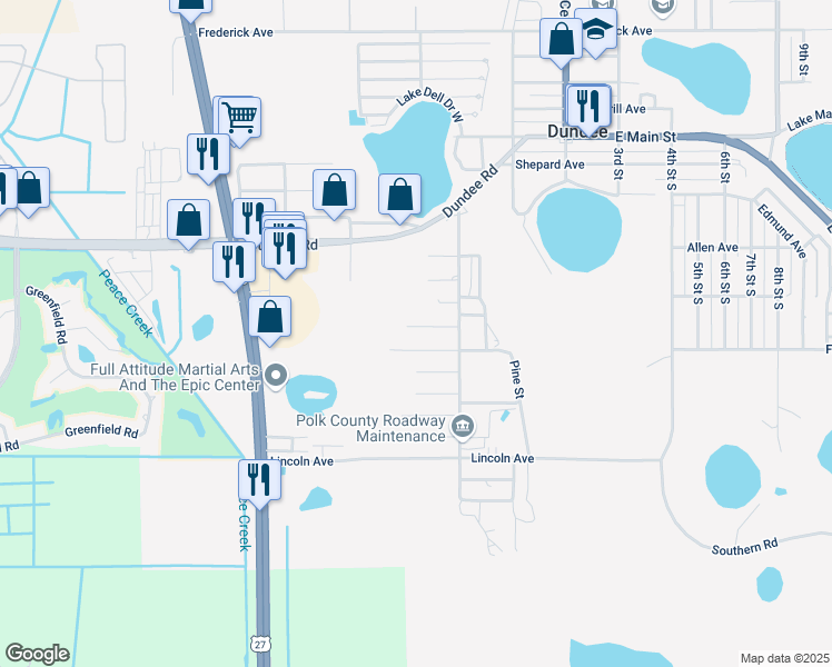 map of restaurants, bars, coffee shops, grocery stores, and more near 217 Betty Avenue in Dundee