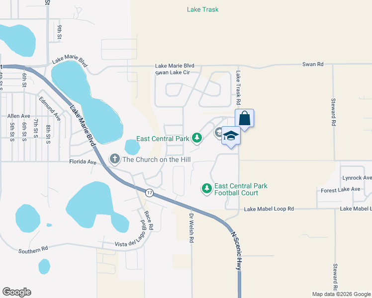 map of restaurants, bars, coffee shops, grocery stores, and more near 519 Ridges Drive in Dundee