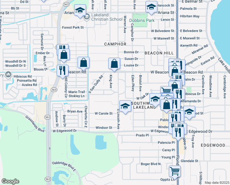 map of restaurants, bars, coffee shops, grocery stores, and more near 914 Golden Rule Court in Lakeland