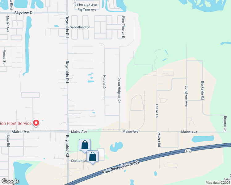 map of restaurants, bars, coffee shops, grocery stores, and more near 2211 Dawn Heights Drive in Lakeland
