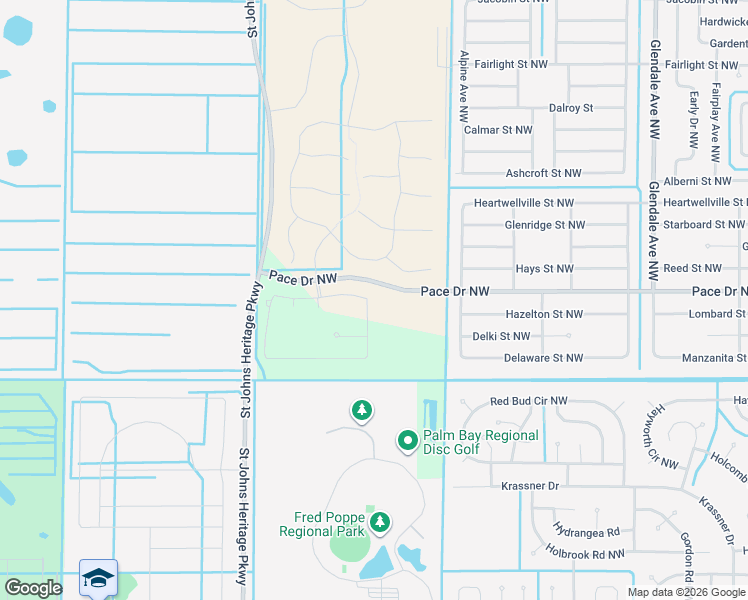 map of restaurants, bars, coffee shops, grocery stores, and more near 484 Veridian Circle Northwest in Melbourne