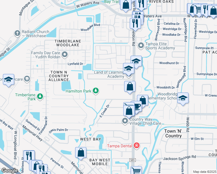 map of restaurants, bars, coffee shops, grocery stores, and more near 8830B West Broad Street in Town 'n' Country