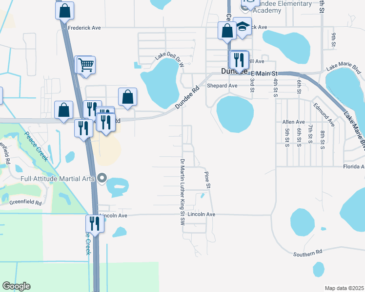 map of restaurants, bars, coffee shops, grocery stores, and more near 308 Myrtle Street in Dundee