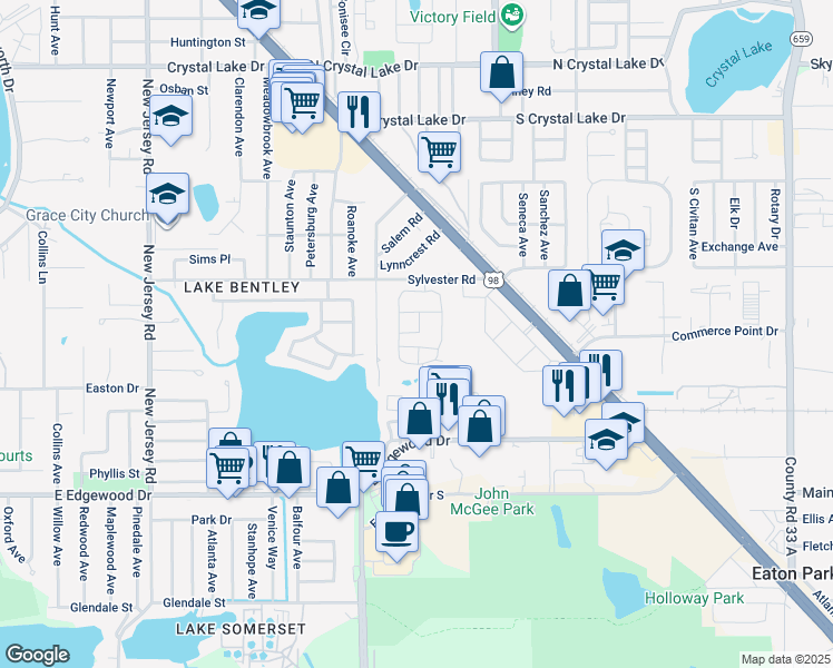 map of restaurants, bars, coffee shops, grocery stores, and more near Unnamed Road in Lakeland