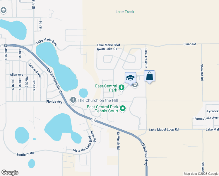 map of restaurants, bars, coffee shops, grocery stores, and more near 1614 Ellington Drive in Dundee