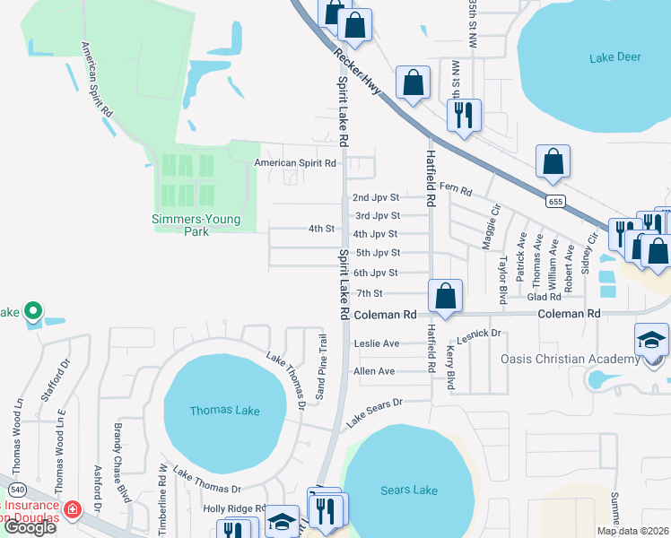 map of restaurants, bars, coffee shops, grocery stores, and more near 206 6th Jpv Street in Winter Haven