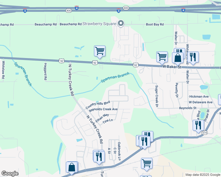 map of restaurants, bars, coffee shops, grocery stores, and more near 519 Scarlet Maple Court in Plant City