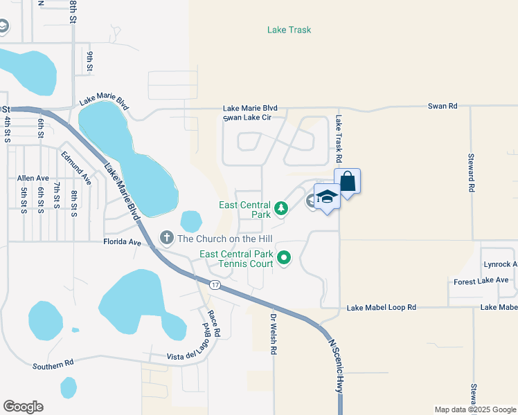 map of restaurants, bars, coffee shops, grocery stores, and more near 1614 Ellington Drive in Dundee