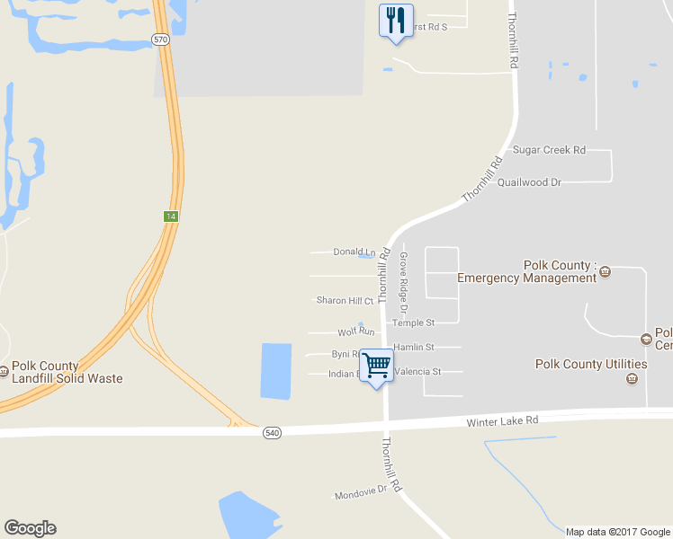 map of restaurants, bars, coffee shops, grocery stores, and more near 416 Garrett Ridge Court in Winter Haven