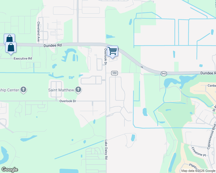 map of restaurants, bars, coffee shops, grocery stores, and more near 2905 Whispering Trails Drive in Winter Haven