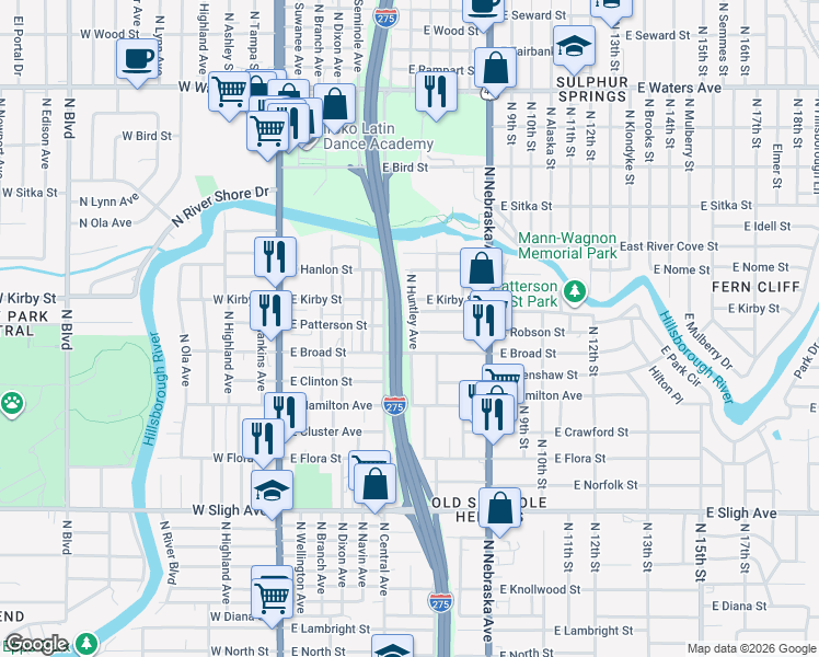 map of restaurants, bars, coffee shops, grocery stores, and more near 700 East Robson Street in Tampa