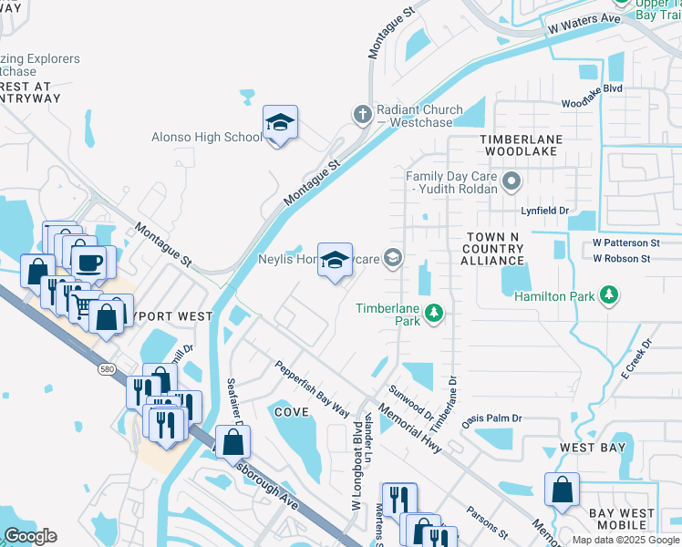 map of restaurants, bars, coffee shops, grocery stores, and more near 10907 Memorial Highway in Town 'n' Country
