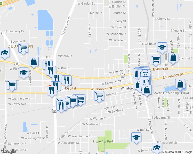 map of restaurants, bars, coffee shops, grocery stores, and more near 906 U.S. 92 in Plant City