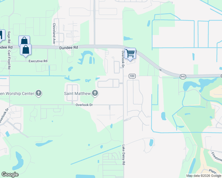 map of restaurants, bars, coffee shops, grocery stores, and more near 574 Cody Caleb Drive in Winter Haven