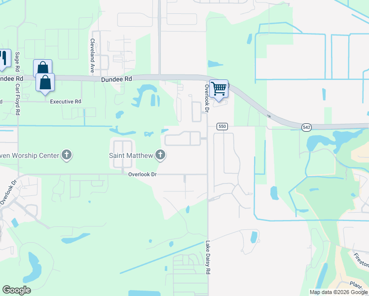 map of restaurants, bars, coffee shops, grocery stores, and more near 574 Cody Caleb Drive in Winter Haven