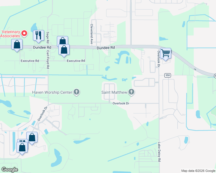 map of restaurants, bars, coffee shops, grocery stores, and more near 1861 Emily Drive in Winter Haven