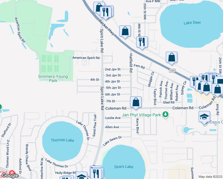 map of restaurants, bars, coffee shops, grocery stores, and more near 127 6th Jpv Street in Winter Haven