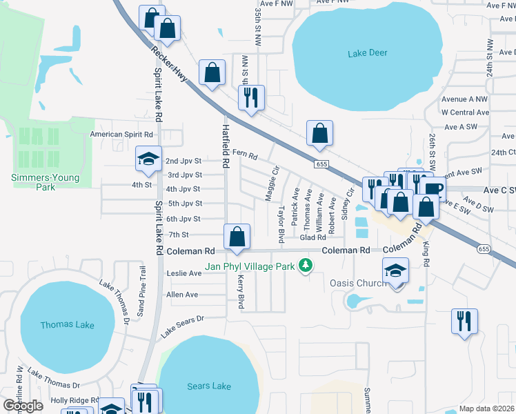 map of restaurants, bars, coffee shops, grocery stores, and more near 507 Maggie Circle in Winter Haven