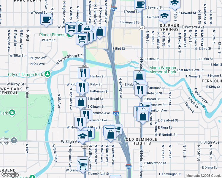 map of restaurants, bars, coffee shops, grocery stores, and more near 700 East Robson Street in Tampa
