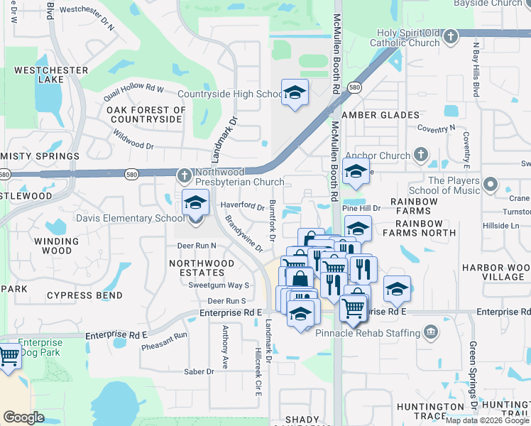 map of restaurants, bars, coffee shops, grocery stores, and more near 3104 Diamond Head Drive North in Clearwater