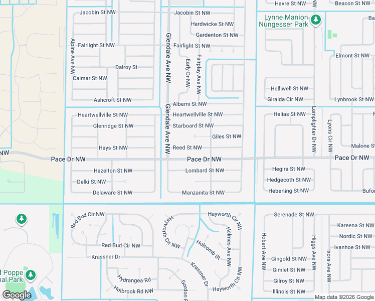 map of restaurants, bars, coffee shops, grocery stores, and more near 1550 Reed Street Northwest in Palm Bay