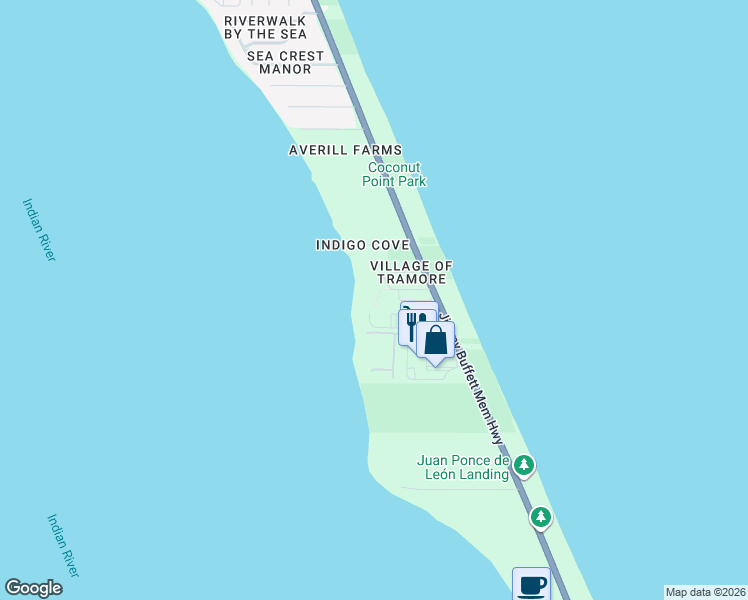 map of restaurants, bars, coffee shops, grocery stores, and more near 3 Glengarry Avenue in Melbourne Beach