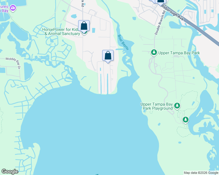 map of restaurants, bars, coffee shops, grocery stores, and more near 7417 Bay Drive in Tampa