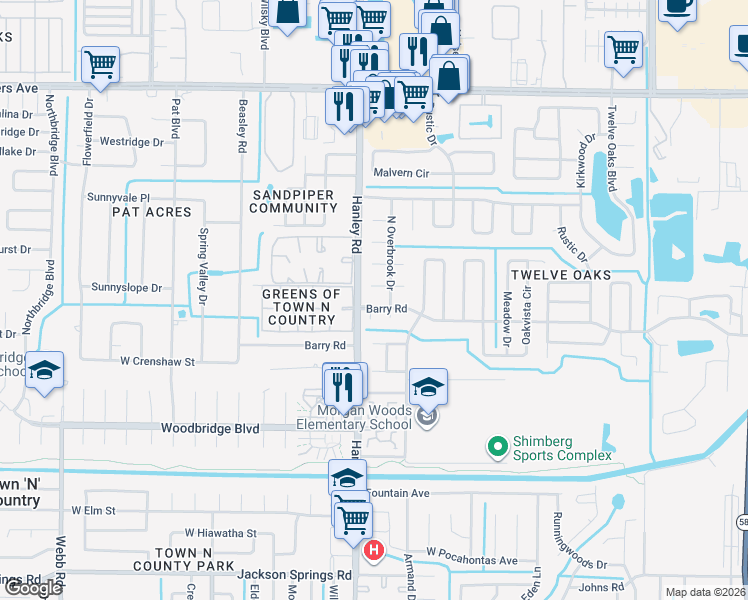 map of restaurants, bars, coffee shops, grocery stores, and more near 7513 Mayfair Court in Tampa