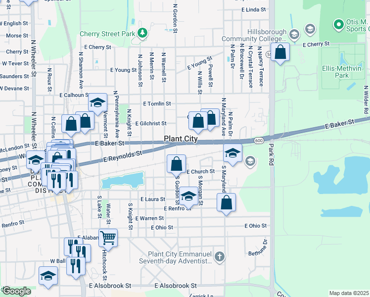 map of restaurants, bars, coffee shops, grocery stores, and more near in Plant City