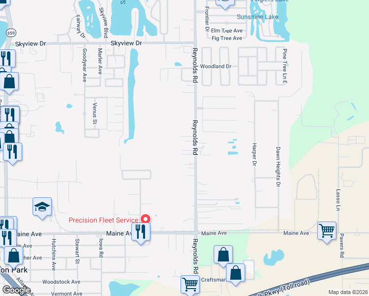 map of restaurants, bars, coffee shops, grocery stores, and more near 7 Peachtree Hill Road in Lakeland